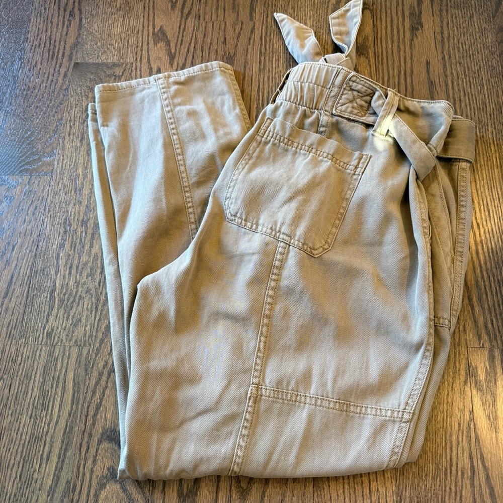 NWT Sonoma Tan Casual Tie-Waist mid-rise relaxed capri Pants size 16 - Picture 4 of 11